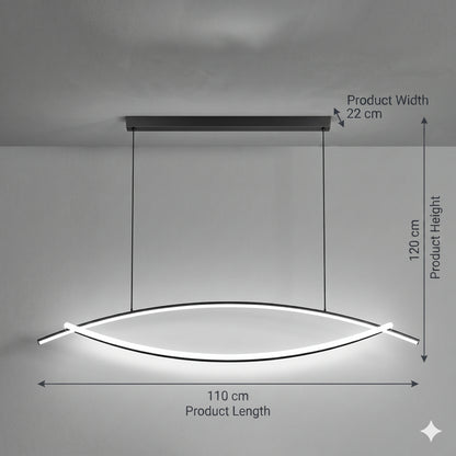 Elsewedy Black Arch LED Chandelier - Modern Curved Pendant Light for High Ceilings (24021-BL)