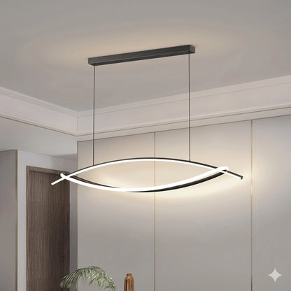 Elsewedy Black Arch LED Chandelier - Modern Curved Pendant Light for High Ceilings (24021-BL)