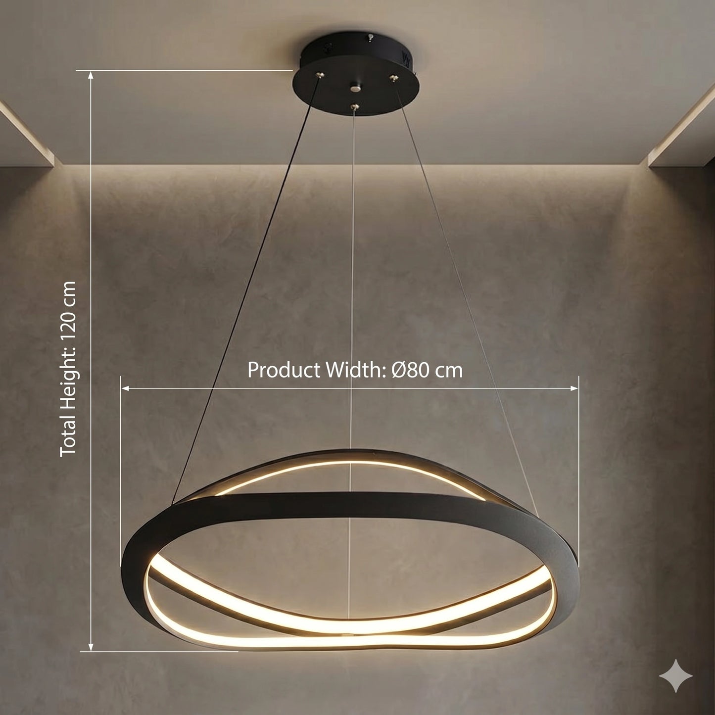 Elsewedy 80cm Modern Linear LED Pendant Light - Black Adjustable Dining Table Chandelier (24022-800)