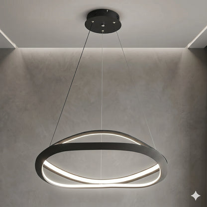 Elsewedy 80cm Modern Linear LED Pendant Light - Black Adjustable Dining Table Chandelier (24022-800)