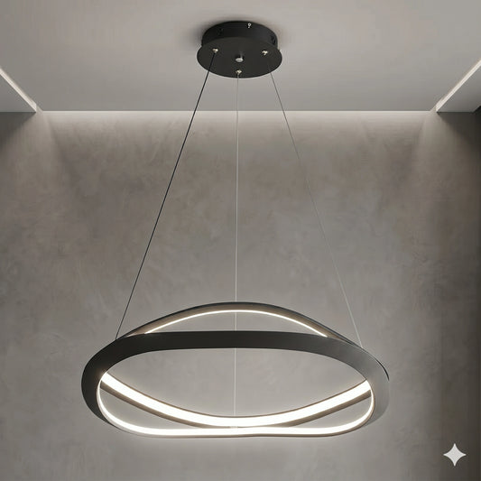 Elsewedy 80cm Modern Linear LED Pendant Light - Black Adjustable Dining Table Chandelier (24022-800)