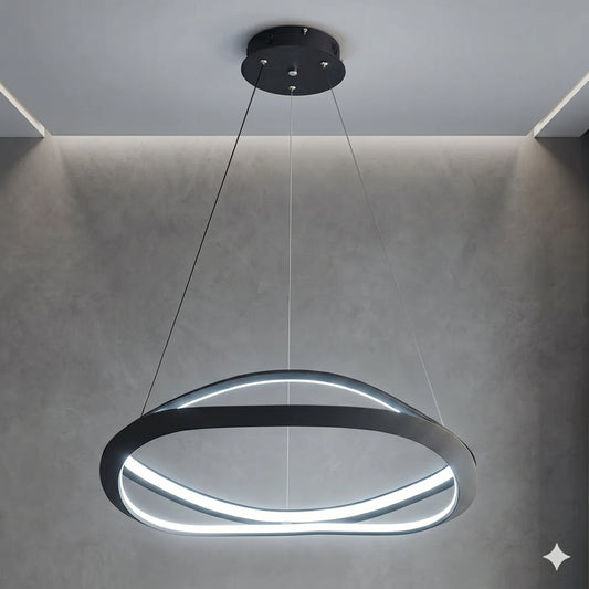 Elsewedy 80cm Modern Linear LED Pendant Light - Black Adjustable Dining Table Chandelier (24022-800)