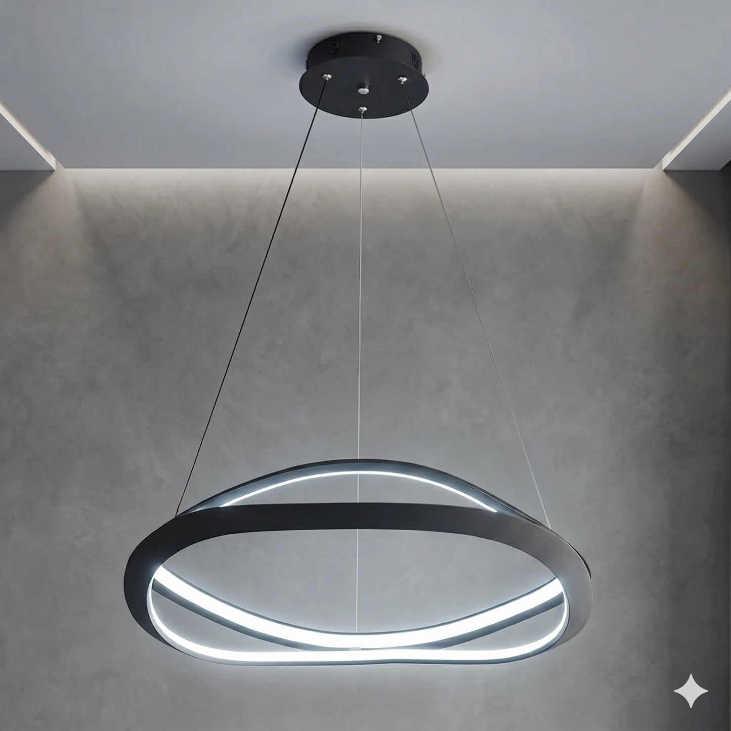 Elsewedy 80cm Modern Linear LED Pendant Light - Black Adjustable Dining Table Chandelier (24022-800)