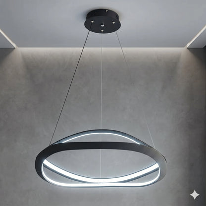 Elsewedy 80cm Modern Linear LED Pendant Light - Black Adjustable Dining Table Chandelier (24022-800)