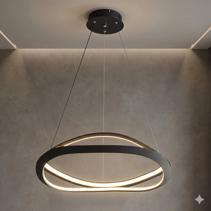 Elsewedy 80cm Modern Linear LED Pendant Light - Black Adjustable Dining Table Chandelier (24022-800)