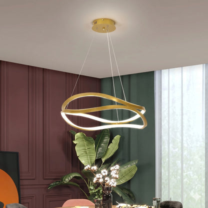 Elsewedy 80cm Modern Gold Linear LED Pendant - Adjustable Dining Table Chandelier (24022-800-GD)