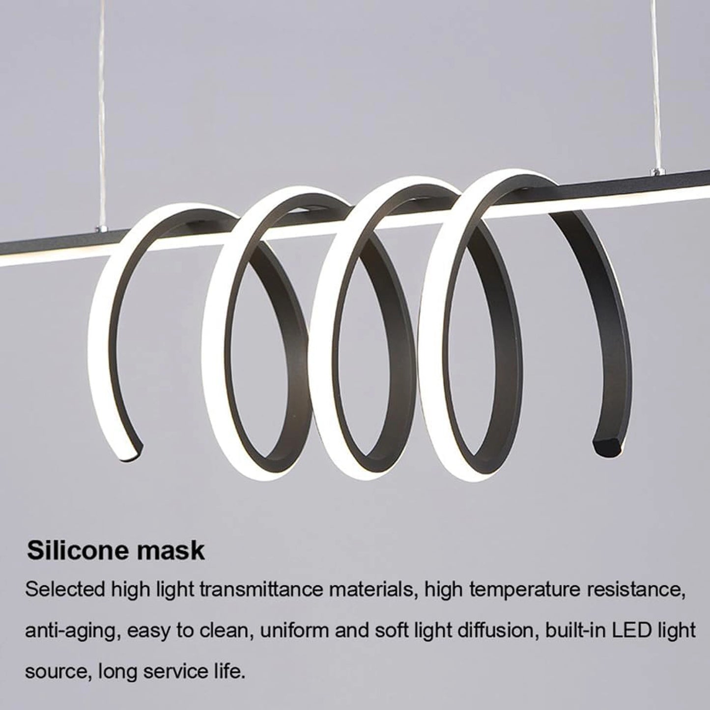 Elsewedy Nordic Linear LED Pendant Light - Black Metal Strip Tricolor Dimmable Chandelier (24023-BL)