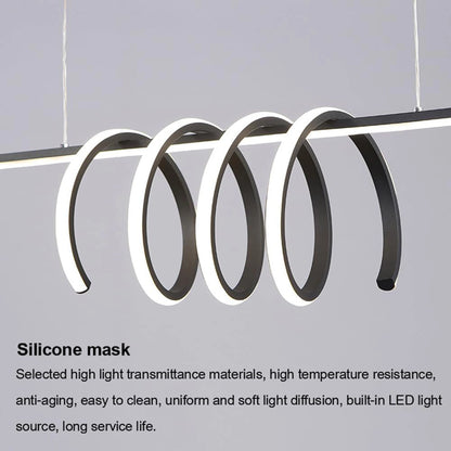 Elsewedy Nordic Linear LED Pendant Light - Black Metal Strip Tricolor Dimmable Chandelier (24023-BL)