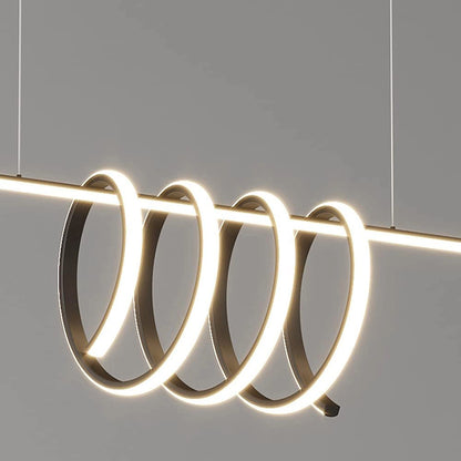 Elsewedy Nordic Linear LED Pendant Light - Black Metal Strip Tricolor Dimmable Chandelier (24023-BL)