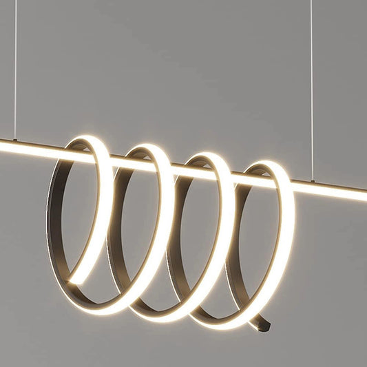 Elsewedy Nordic Linear LED Pendant Light - Black Metal Strip Tricolor Dimmable Chandelier (24023-BL)