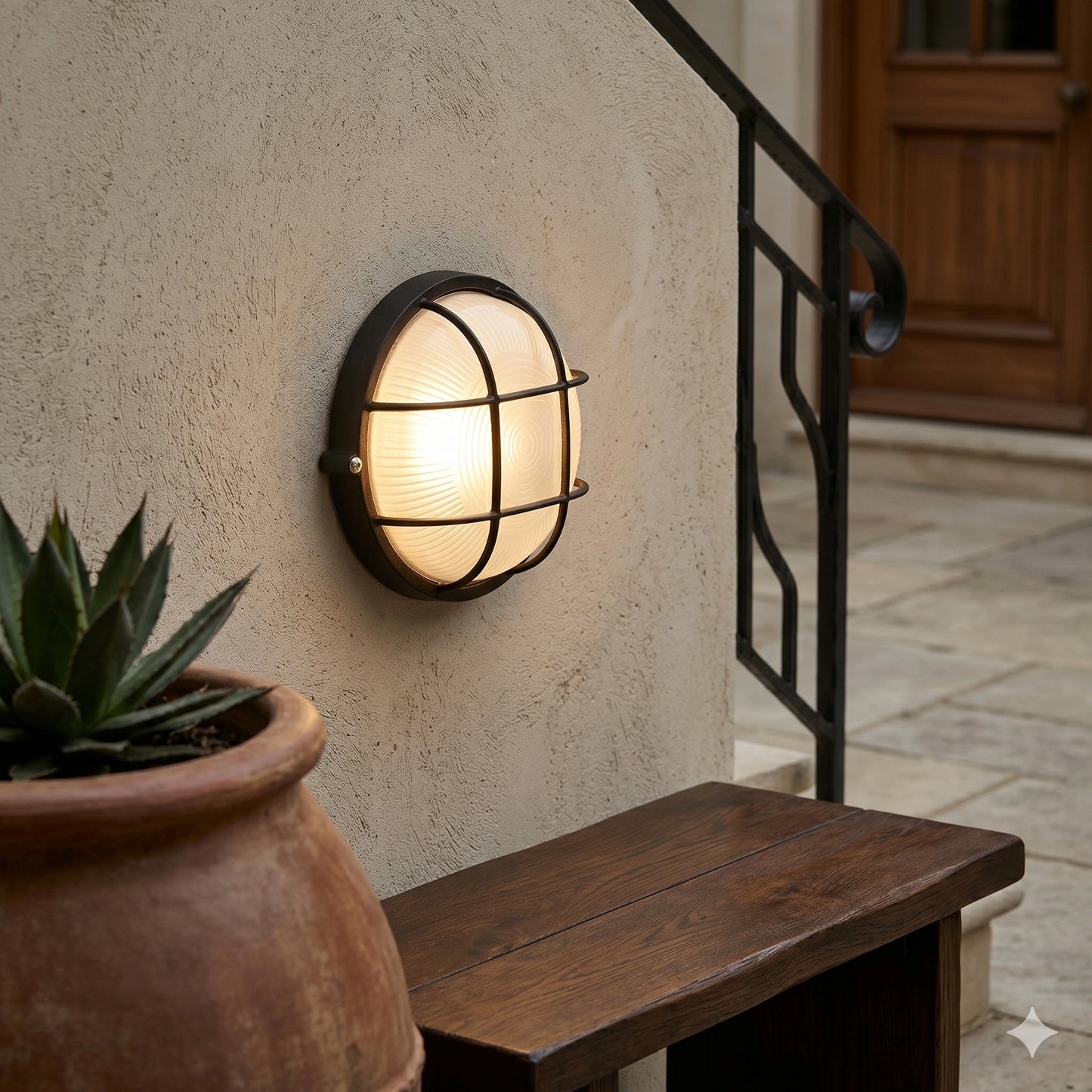 Egylux Round Aluminum Nautical Bulkhead Light - IP54 Waterproof E27 Retro Industrial Wall Sconce (3011SB-EGX)