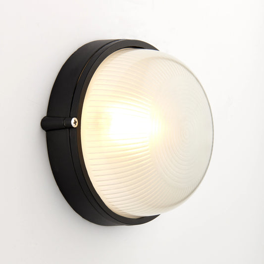 Egylux 19cm Round Aluminum Bulkhead Light - IP54 Waterproof White E27 Wall & Ceiling Outdoor Lamp (3012SB-EGX)