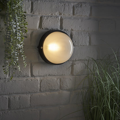 Egylux 19cm Round Aluminum Bulkhead Light - IP54 Waterproof White E27 Wall & Ceiling Outdoor Lamp (3012SB-EGX)