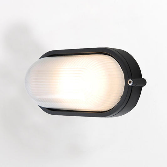 Egylux Black Nautical Grid Bulkhead Light - IP54 Waterproof E27 Wall & Ceiling Flush Mount Lamp (3022B-EGX)