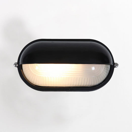 Egylux Black Oval Eyelid Bulkhead Light - IP54 Weatherproof E27 Wall Outdoor Lamp (3023B-EGX)
