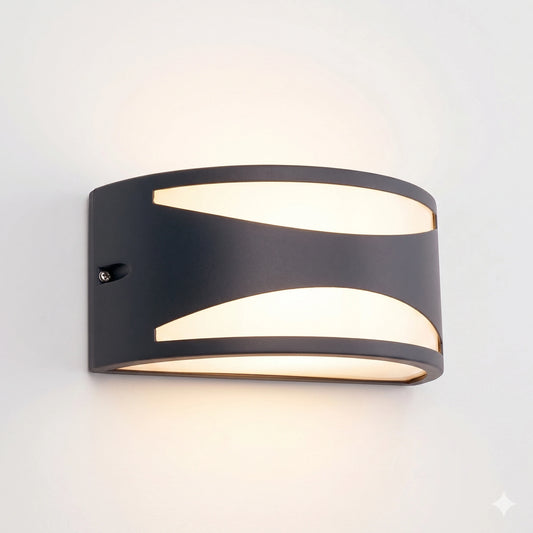 Egylux Half Moon Outdoor Wall Lamp - IP54 Waterproof Black Metal E27 Exterior Security Light (3301B-EGX)