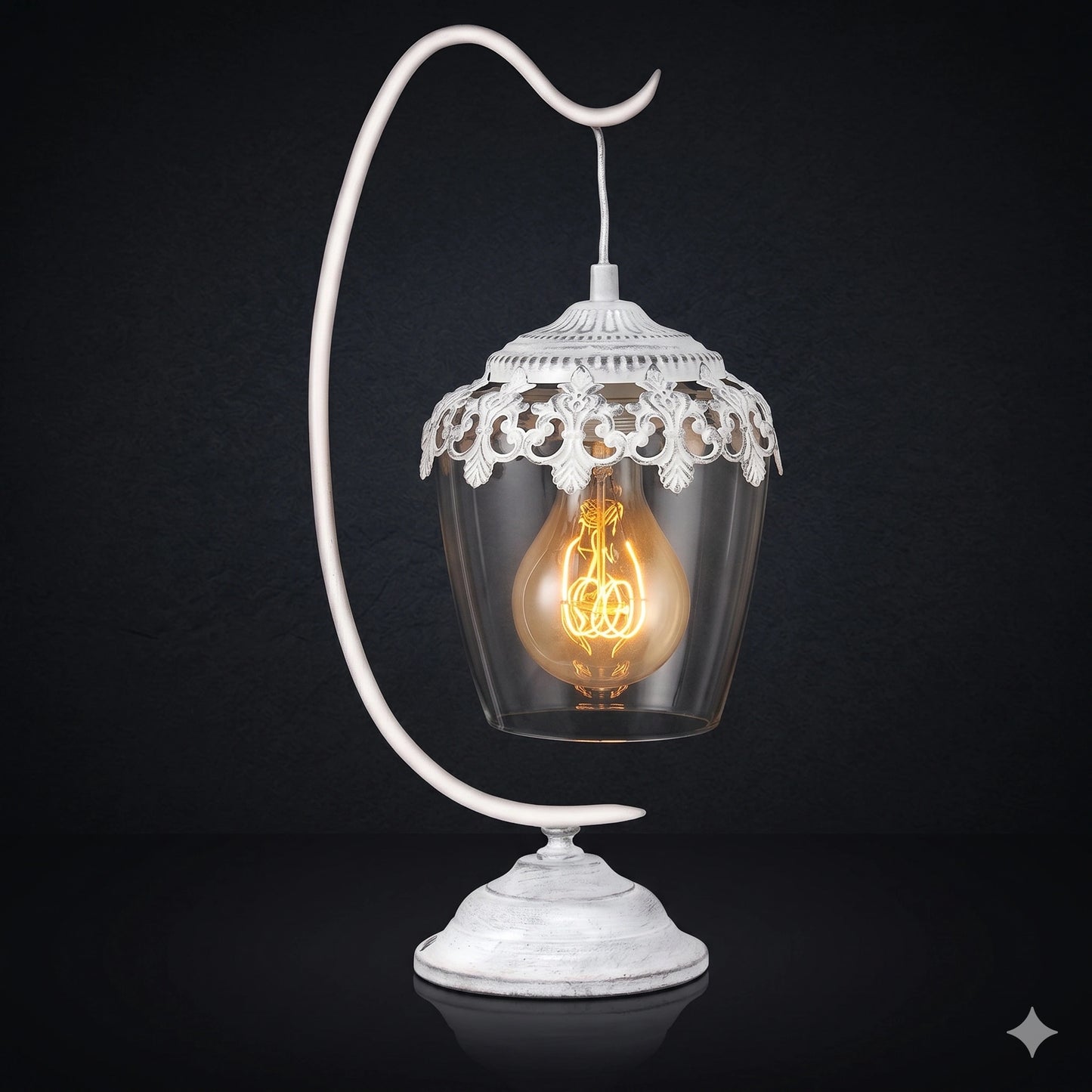 Eglo Sudbury Industrial Silver Table Lamp - 17cm Glass Shade Bedside Light with 6W LED Bulb (49293)