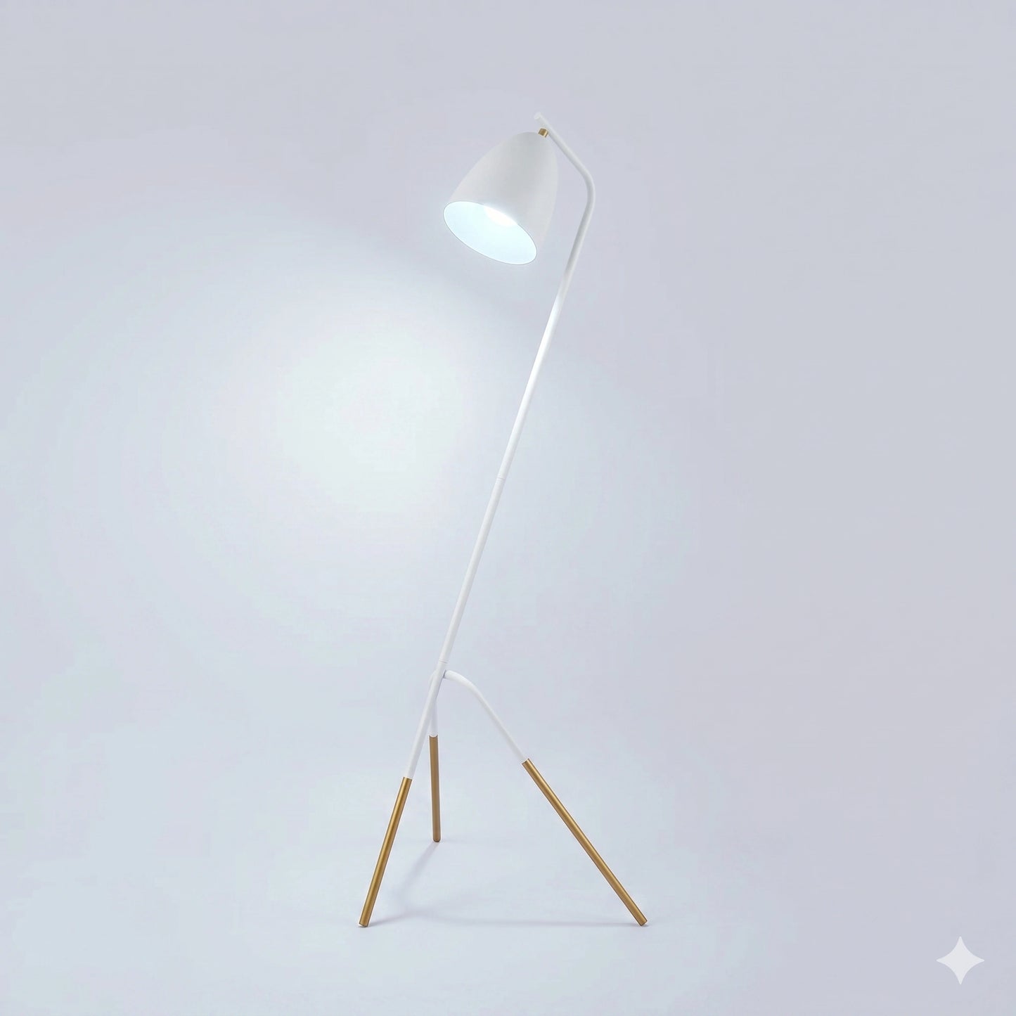 Eglo 148cm White & Gold Arc Floor Lamp - Modern Standing Light with 600LM LED Bulb (49944)