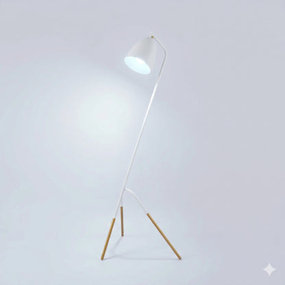 Eglo 148cm White & Gold Arc Floor Lamp - Modern Standing Light with 600LM LED Bulb (49944)
