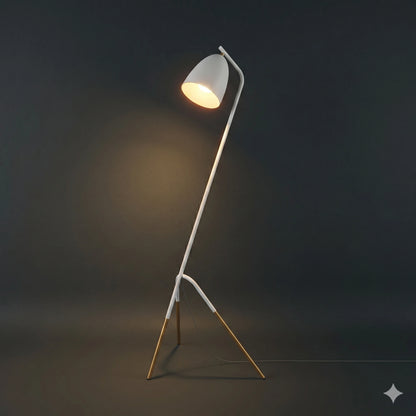 Eglo 148cm White & Gold Arc Floor Lamp - Modern Standing Light with 600LM LED Bulb (49944)