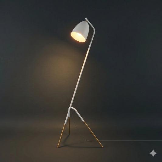Eglo 148cm White & Gold Arc Floor Lamp - Modern Standing Light with 600LM LED Bulb (49944)