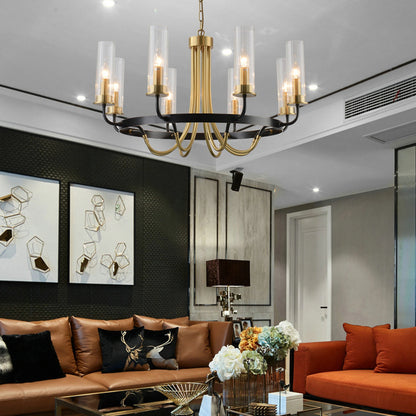 Elsewedy 8-Light Copper & Black Modern Chandelier - Luxury Glass Sphere E14 Pendant (7516-8)