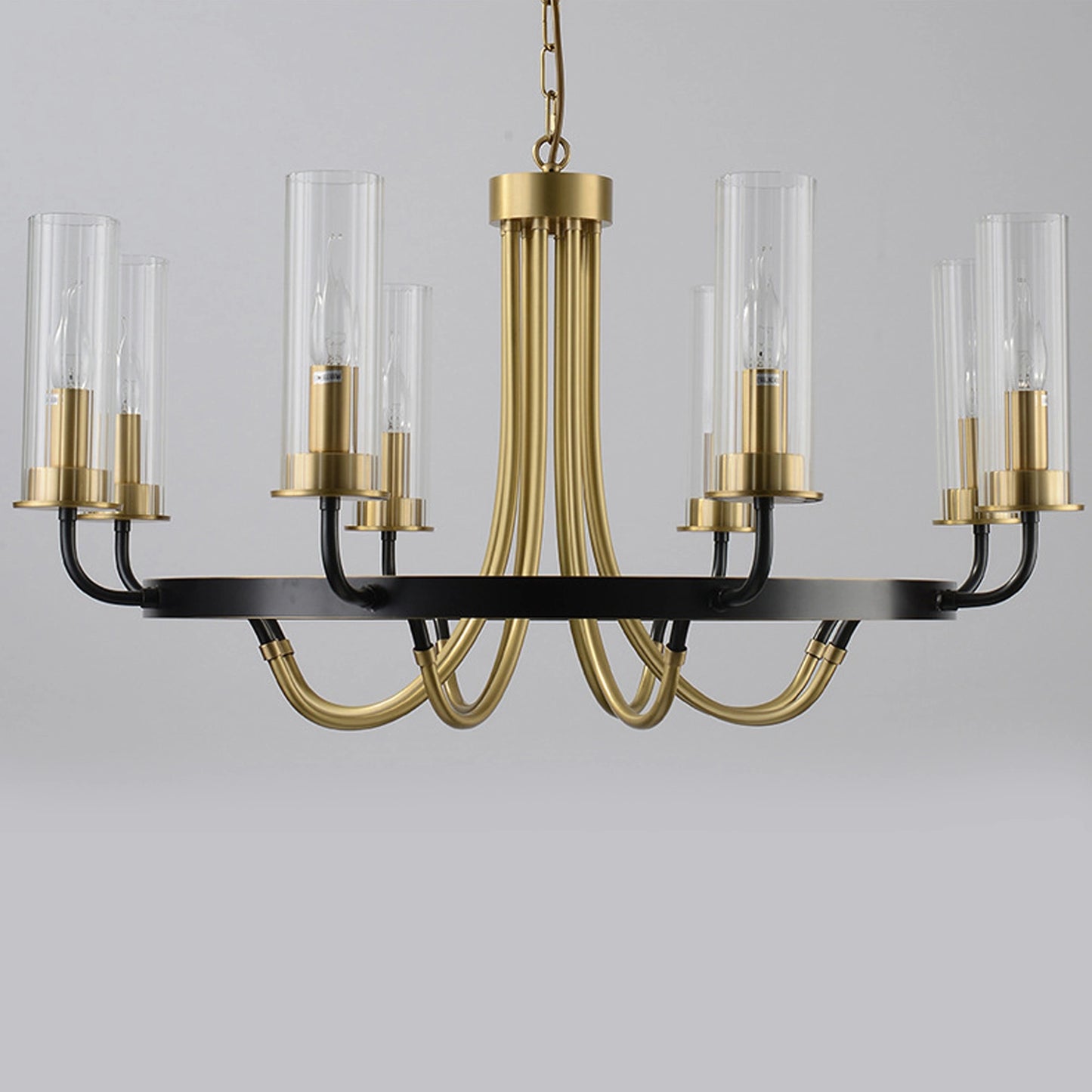 Elsewedy 8-Light Copper & Black Modern Chandelier - Luxury Glass Sphere E14 Pendant (7516-8)