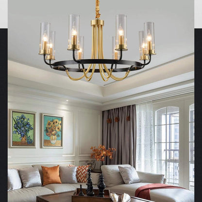 Elsewedy 8-Light Copper & Black Modern Chandelier - Luxury Glass Sphere E14 Pendant (7516-8)