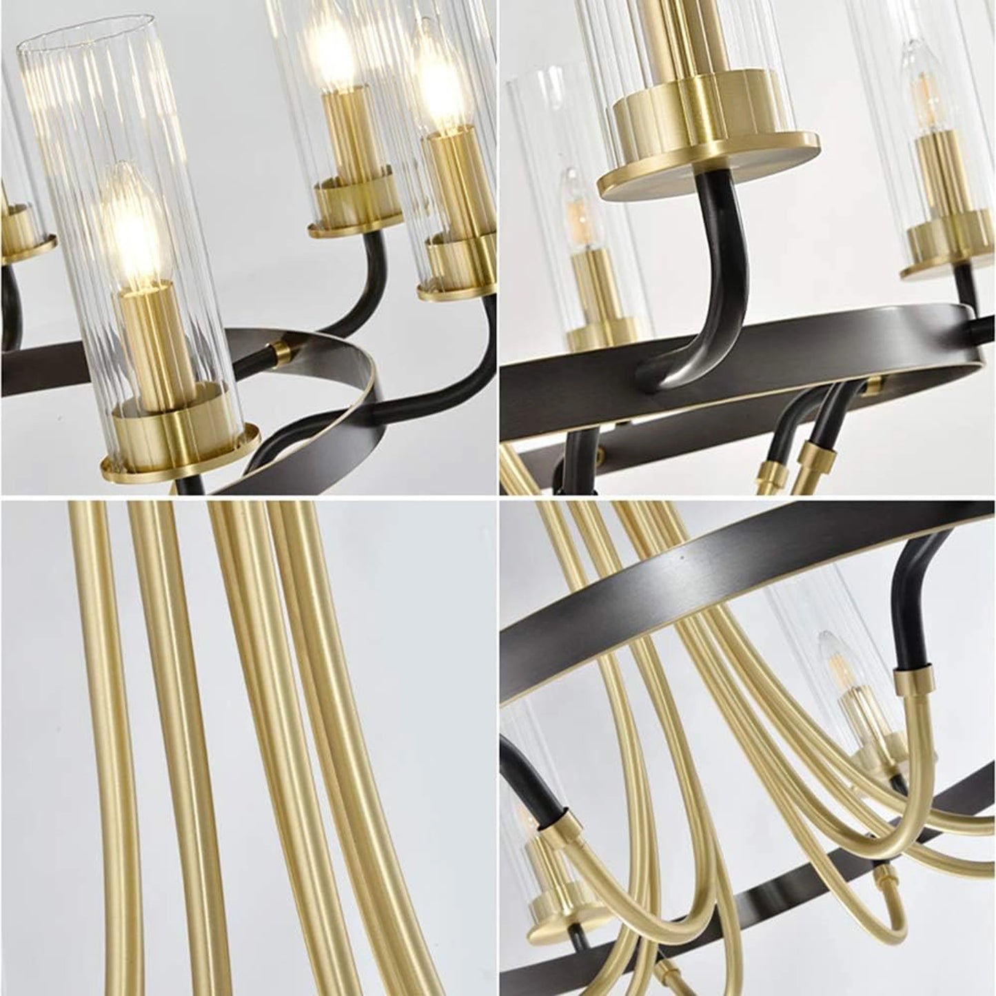 Elsewedy 8-Light Copper & Black Modern Chandelier - Luxury Glass Sphere E14 Pendant (7516-8)