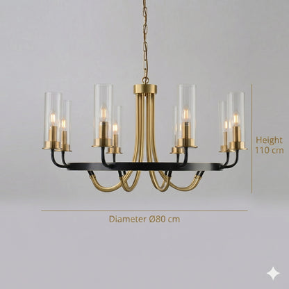 Elsewedy 8-Light Copper & Black Modern Chandelier - Luxury Glass Sphere E14 Pendant (7516-8)