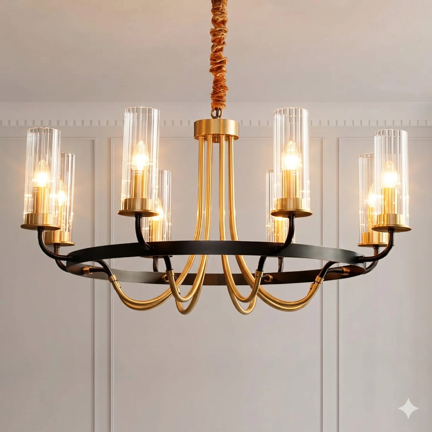 Elsewedy 8-Light Copper & Black Modern Chandelier - Luxury Glass Sphere E14 Pendant (7516-8)