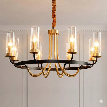 Elsewedy 8-Light Copper & Black Modern Chandelier - Luxury Glass Sphere E14 Pendant (7516-8)