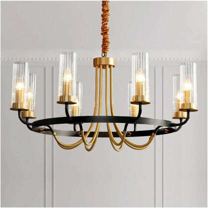 Elsewedy 8-Light Copper & Black Modern Chandelier - Luxury Glass Sphere E14 Pendant (7516-8)