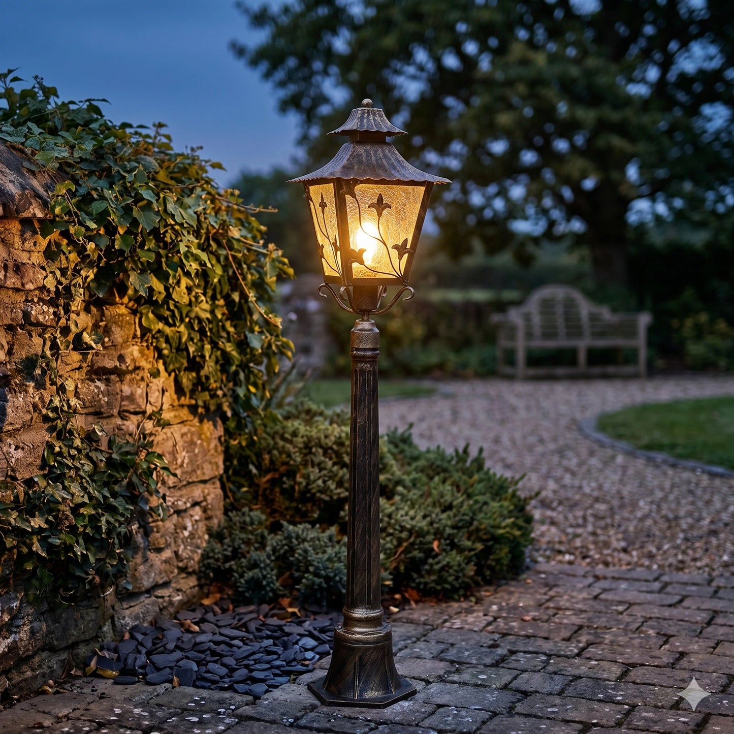 Elsewedy 1.14m European Retro Garden Bollard - IP44 Waterproof Aluminum E27 Outdoor Post Light (W23 x H114 cm)