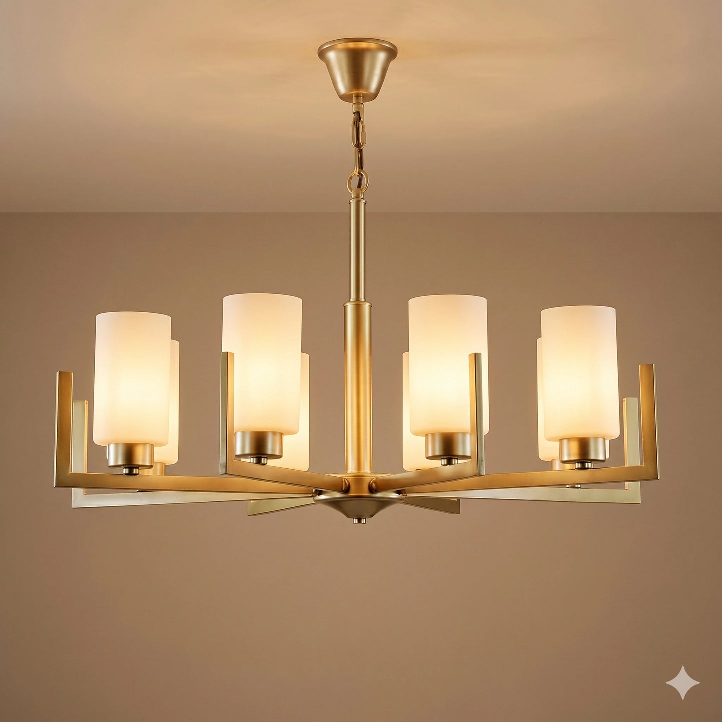 Elsewedy 8-Light Gold Retro Pendant - 50cm Minimalist Glass Chandelier (8748/8)