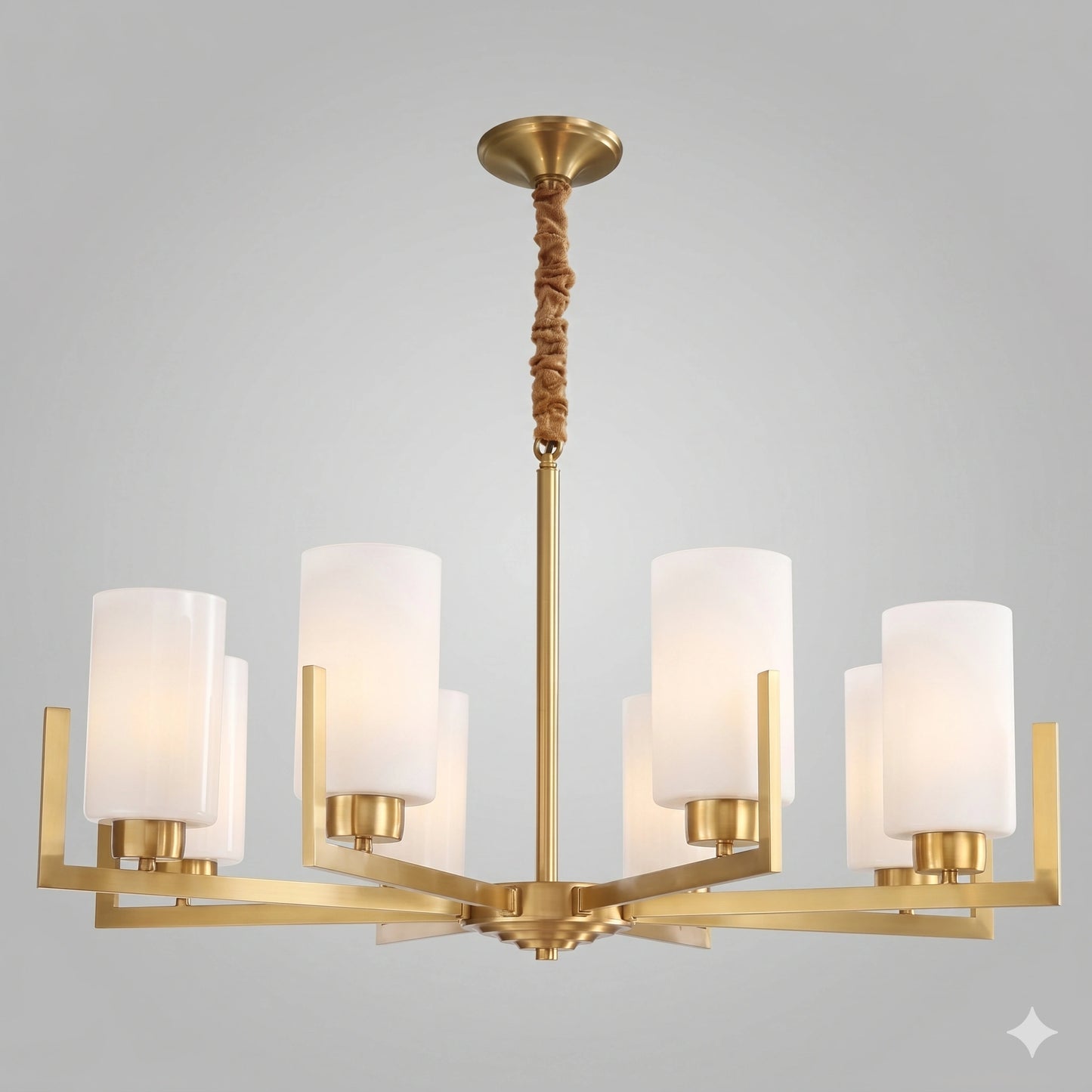 Elsewedy 8-Light Gold Retro Pendant - 50cm Minimalist Glass Chandelier (8748/8)
