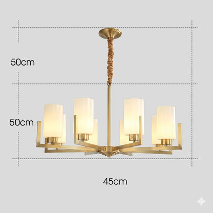 Elsewedy 8-Light Gold Retro Pendant - 50cm Minimalist Glass Chandelier (8748/8)