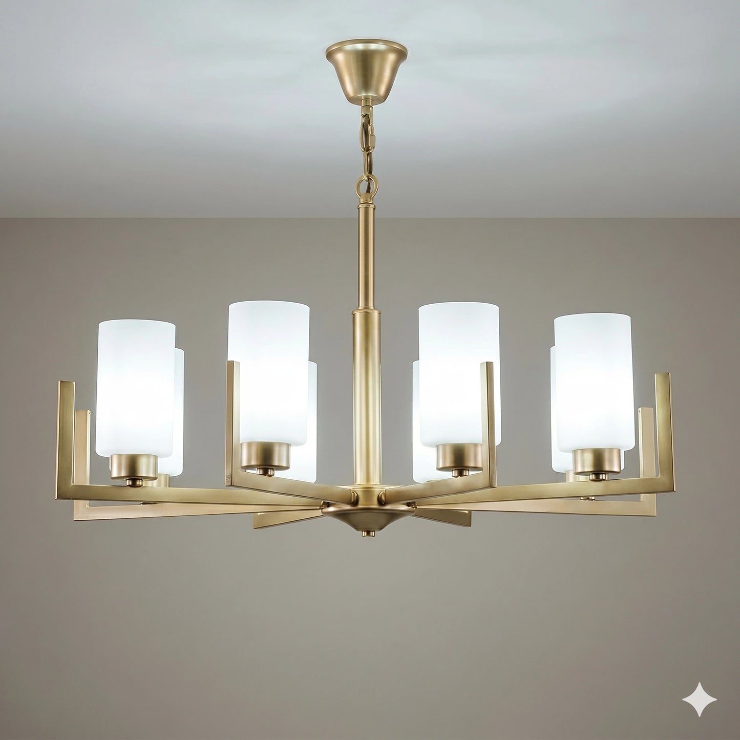 Elsewedy 8-Light Gold Retro Pendant - 50cm Minimalist Glass Chandelier (8748/8)