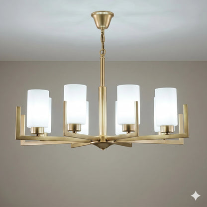 Elsewedy 8-Light Gold Retro Pendant - 50cm Minimalist Glass Chandelier (8748/8)