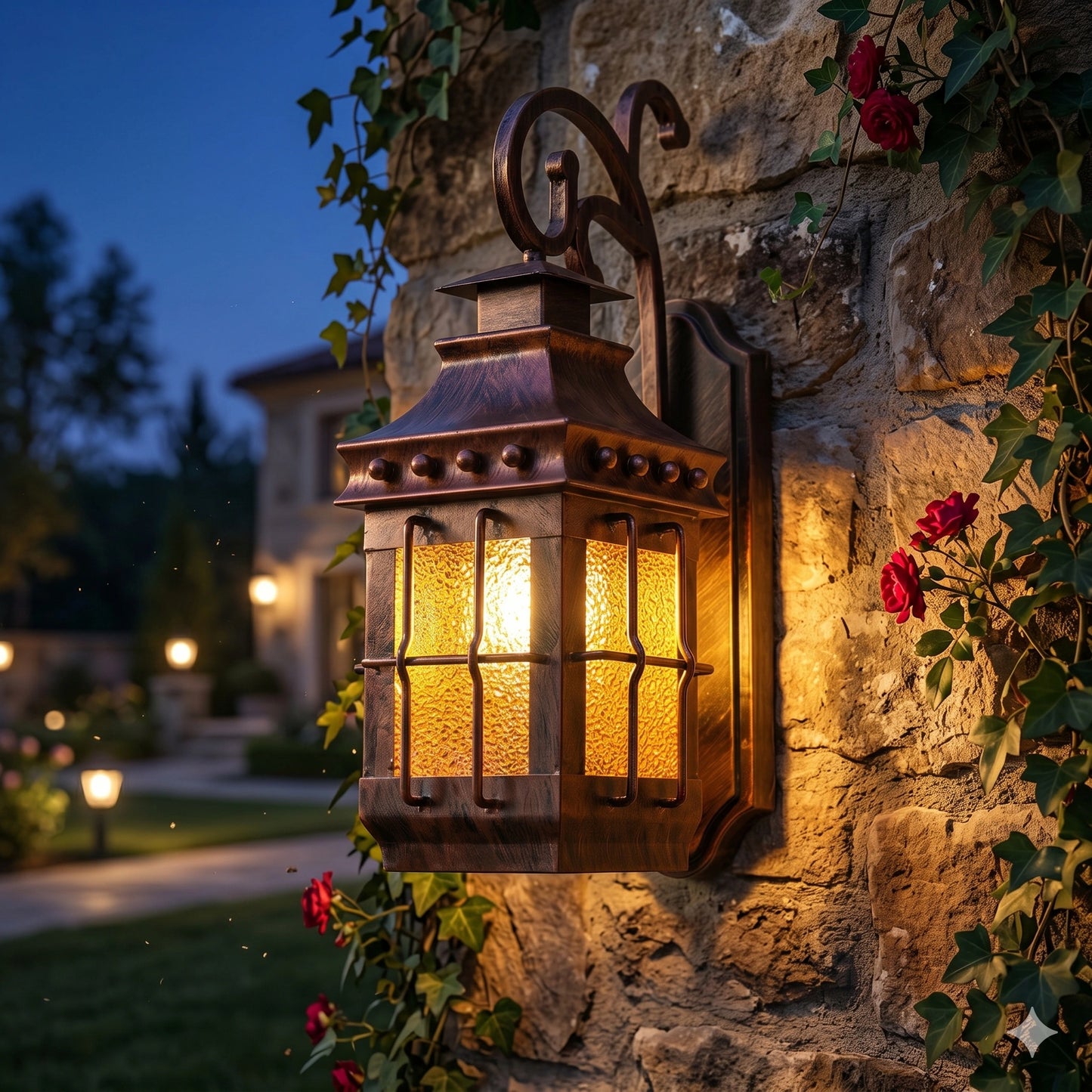 Elsewedy XL Modern Dusk to Dawn Outdoor Wall Light - Brown & Black IP44 Waterproof Anti-Rust E27 Exterior Sconce (9091-1WS)