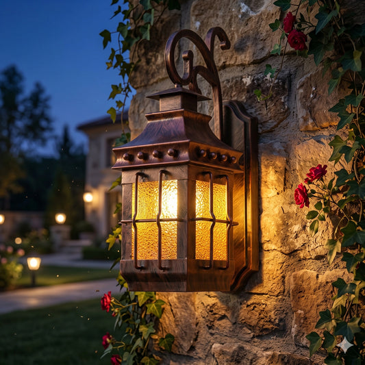 Elsewedy XL Modern Dusk to Dawn Outdoor Wall Light - Brown & Black IP44 Waterproof Anti-Rust E27 Exterior Sconce (9091-1WS)