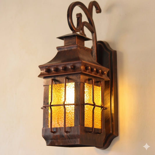 Elsewedy XL Modern Dusk to Dawn Outdoor Wall Light - Brown & Black IP44 Waterproof Anti-Rust E27 Exterior Sconce (9091-1WS)