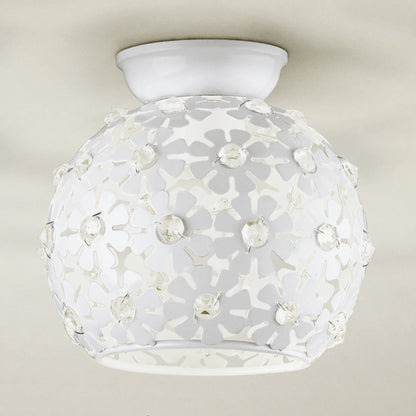 Eglo Hanifa Crystal Ceiling Light - 20cm Modern White Flush Mount (92282)