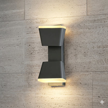 Egylux 12W Grey Aluminum Up Down Wall Sconce - IP54 Waterproof Modern Exterior Porch Light (AH00821)