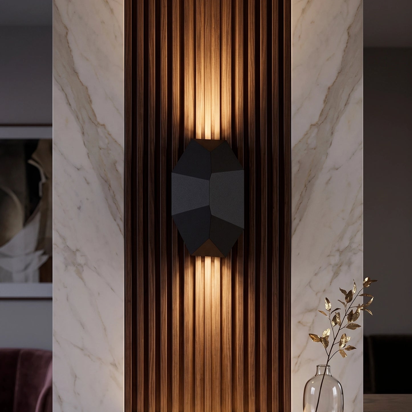 Egylux 6W Octagon Up Down Outdoor Wall Light - IP54 Waterproof Modern Dark Grey Exterior Lamp (ARD93)