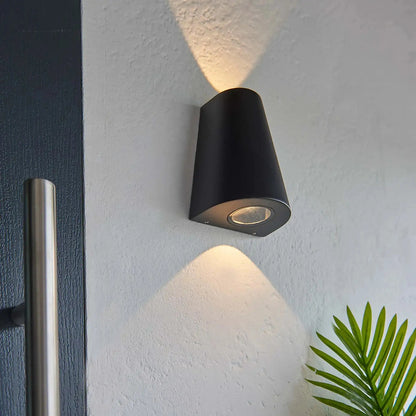 Elsewedy Black Up Down Outdoor Wall Light - Mains Powered IP65 Waterproof Aluminum Sconce (B2277)