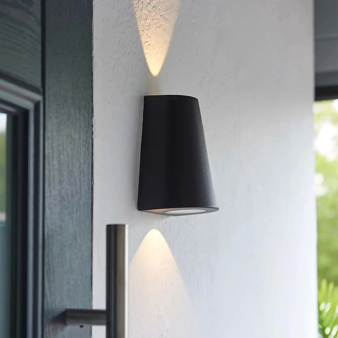 Elsewedy Black Up Down Outdoor Wall Light - Mains Powered IP65 Waterproof Aluminum Sconce (B2277)
