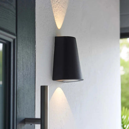 Elsewedy Black Up Down Outdoor Wall Light - Mains Powered IP65 Waterproof Aluminum Sconce (B2277)