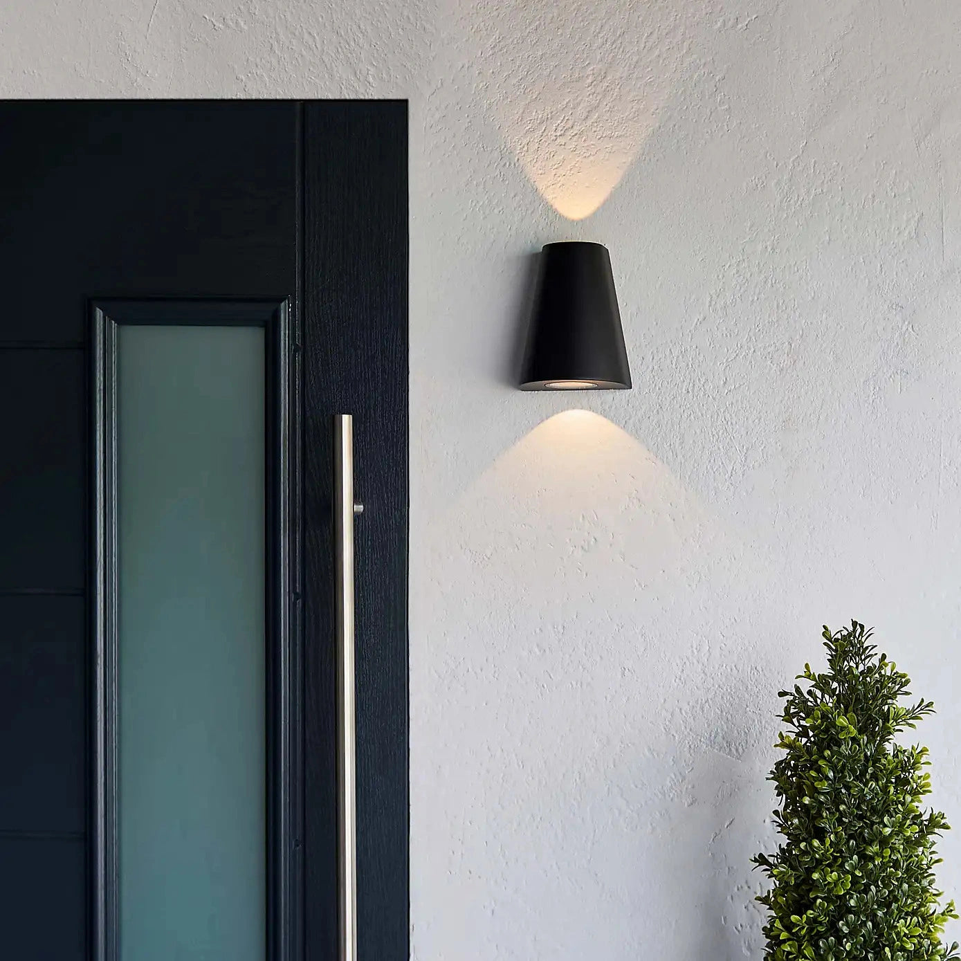 Elsewedy Black Up Down Outdoor Wall Light - Mains Powered IP65 Waterproof Aluminum Sconce (B2277)