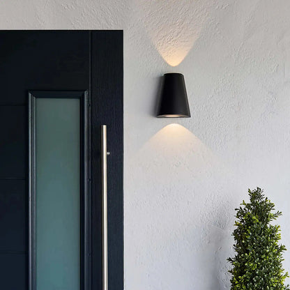 Elsewedy Black Up Down Outdoor Wall Light - Mains Powered IP65 Waterproof Aluminum Sconce (B2277)